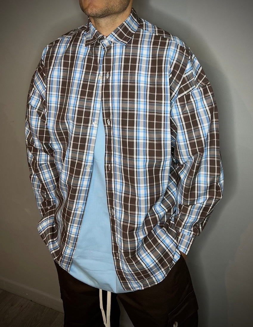 CAMICIA A QUADRI MARRONE