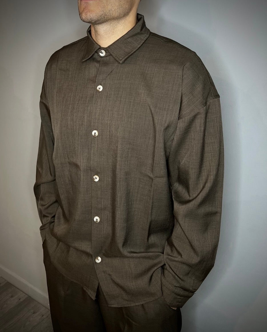 CAMICIA OVER CR-MARRONE