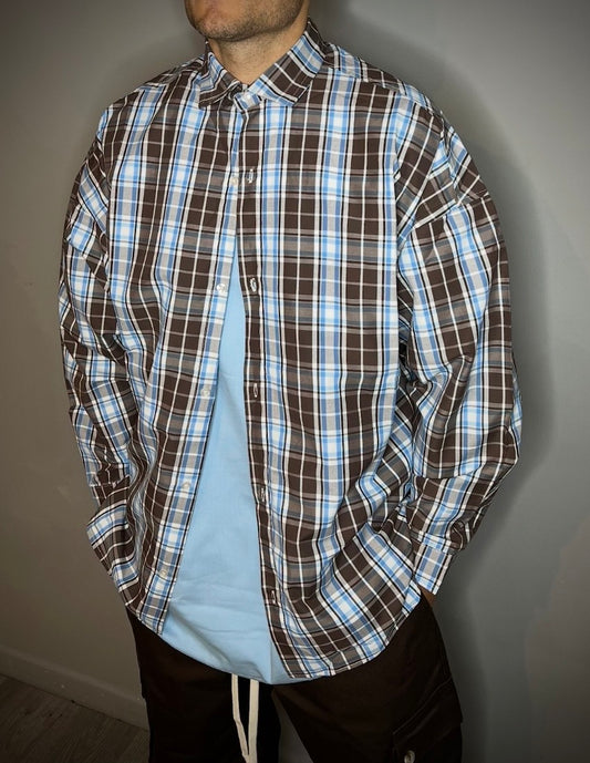 CAMICIA A QUADRI MARRONE