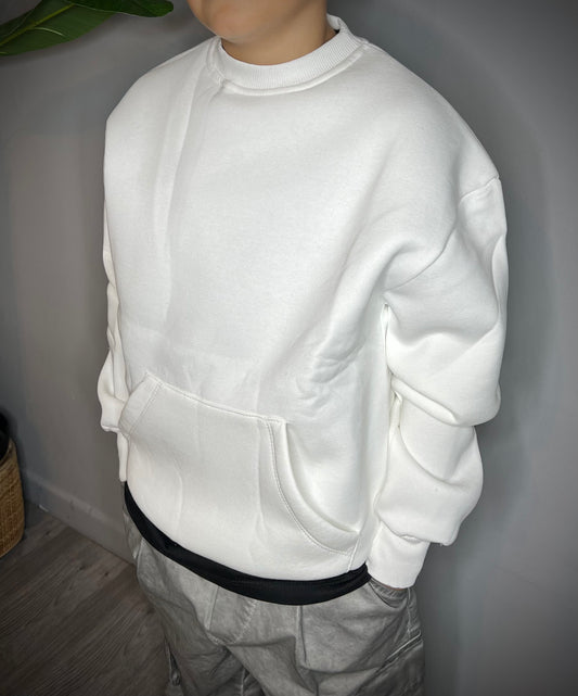 FELPA B-GIROCOLLO OVER BIANCA